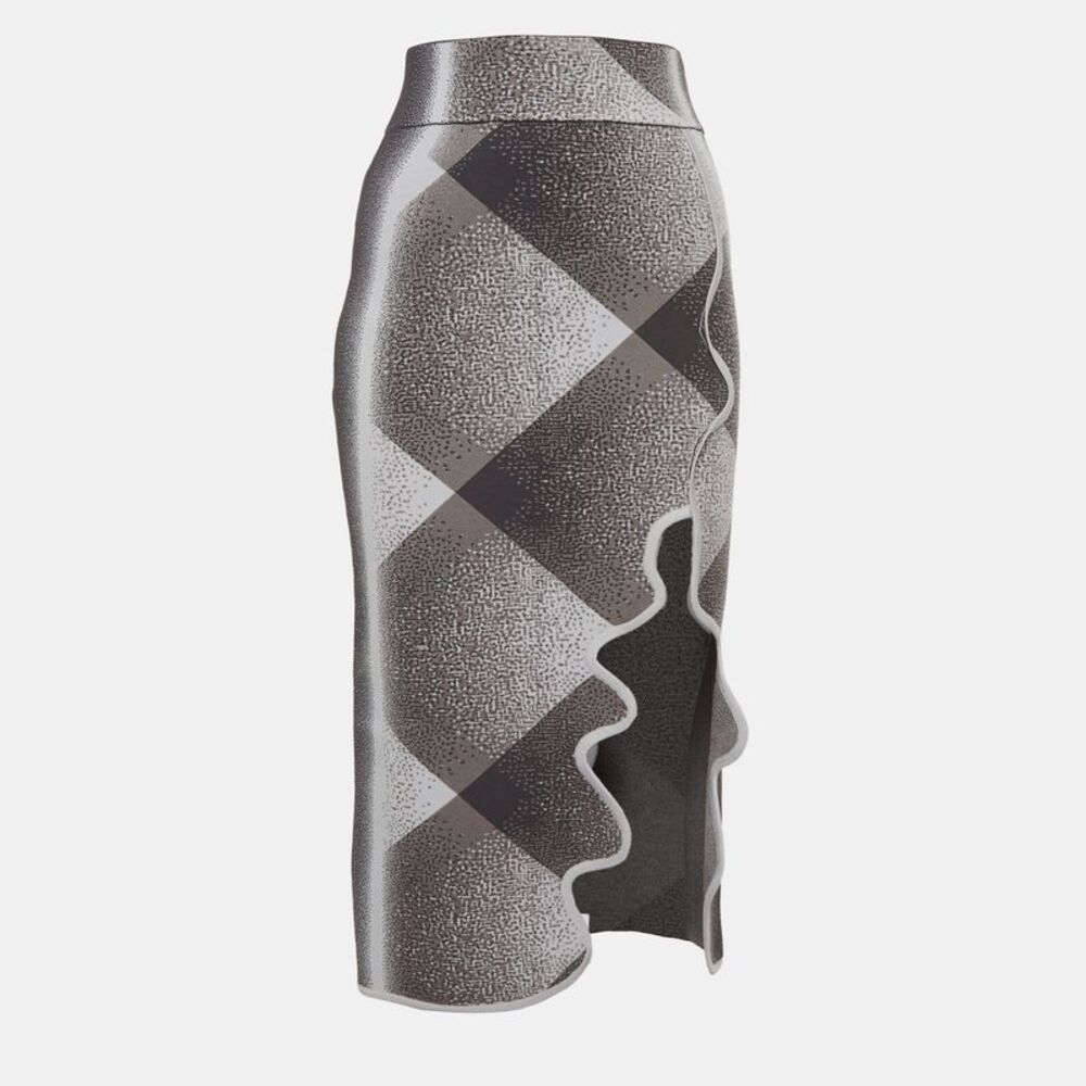Ph5 Grey Jersey Plaid Holly Midi Skirt Xs
